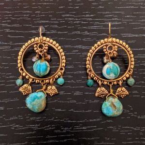 SOLD! BARSE Genuine Turquoise and Bronze Earrings